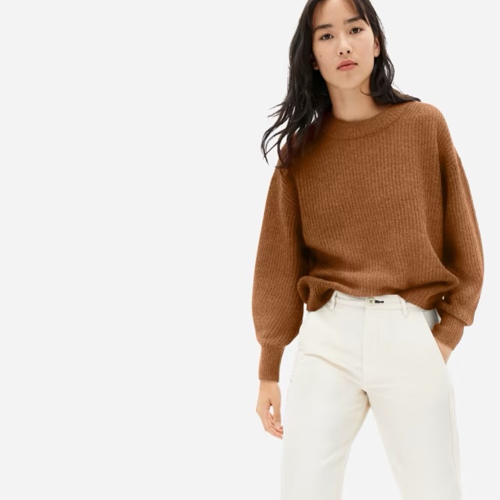 Everlane Oversized Alpaca Crew Sweater Dark Copper Sz. XS